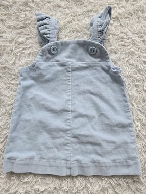 The Beaufort Bonnet Company Light Blue Corduroy Ruffle-Strap Pinafore